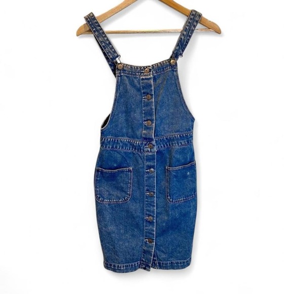 H&M Denim Overall Mini Dress Size 4 100% Cotton - Picture 1 of 7